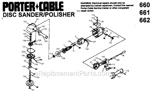 Page A Diagram and Parts List for 662 Type 1 Porter Cable Sander Polisher